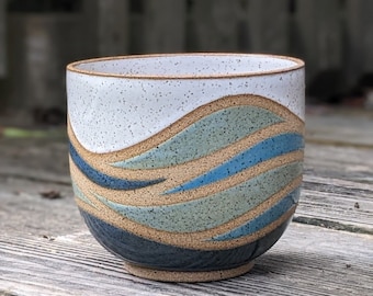 Ceramic Planter Ocean Waves Pot