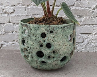 Ceramic Orchid Planter Luminary Lava Pot 6"