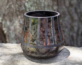 Raku Ceramic Striped Pot