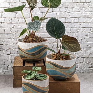 Ceramic Planter Ocean Waves Pot image 2