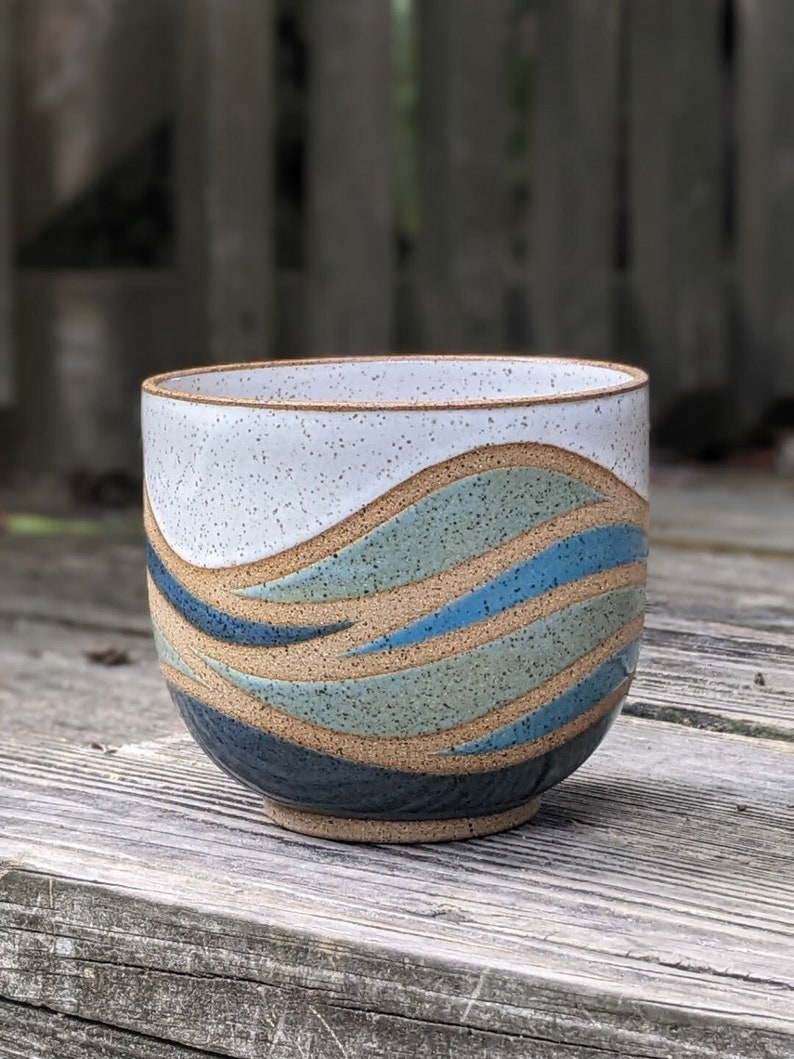 Ceramic Planter Ocean Waves Pot image 1