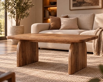 Rectangular coffee table in rustic wood – Modern and robust design for living room