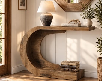 Table Console en Bois Moderne – Design C, Table d’Entrée Élégante pour Salon