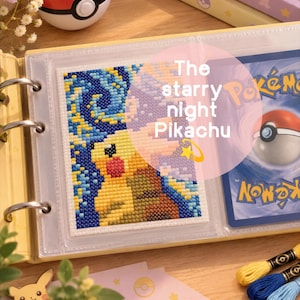 Pikachu Korsstygnsmönster | Passar i pärm 32x46 | Inspirerad av Stjärnklar natt | Digitalt PDF-mönster | Pokémon-inspirerad
