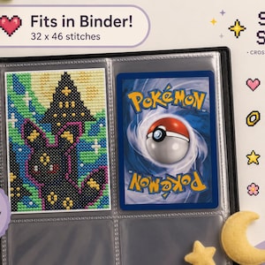 Umbreon Cross Stitch Pattern | Fits in Binder | 32x46 Stitch Pattern | Pokémon Inspired | Digital PDF Download | Pattern Keeper