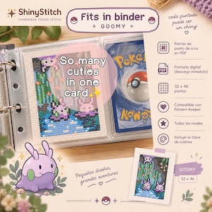 Goomy Korsstygnsmönster | Passar i pärm | Pokémon-inspirerat PDF-mönster | 32x46 stygn | Direktnedladdning | Mönsterhållare