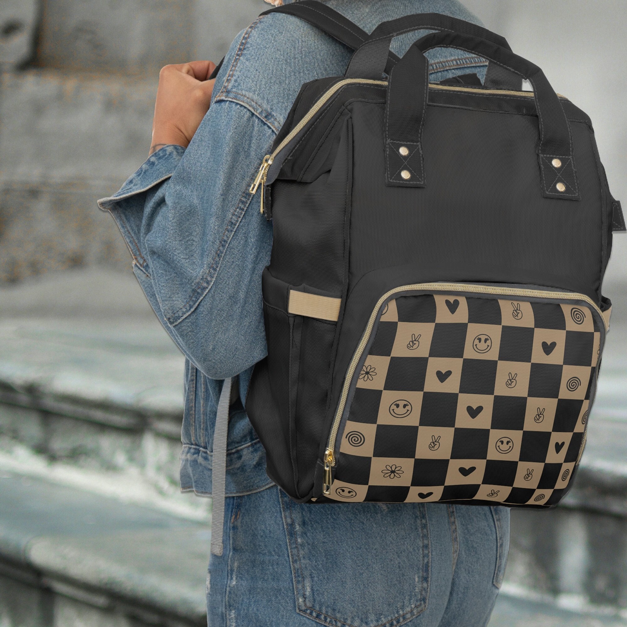 Checkered Diaper Backpack 90s Diaper Backpack 