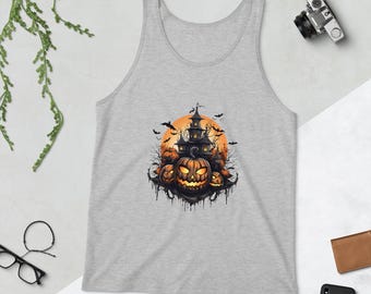 Camiseta sin mangas para hombre con estampado de fantasmas de Halloween