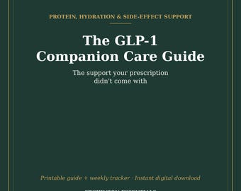 Guia de Cuidados Complementares ao GLP-1 | Proteína e Hidratação (PDF), Suporte para Efeitos Colaterais, Rastreador Semanal, Download Digital de Bem-Estar
