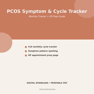 Monitoraggio dei sintomi e del ciclo della PCOS / Registro mensile del ciclo, preparazione per la visita dal medico di base / Download digitale in formato PDF