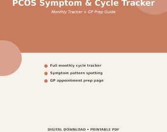 Planilha de Sintomas e Ciclos da SOP | Registro Mensal do Ciclo, Preparação para Consultas Médicas | Download Digital em PDF