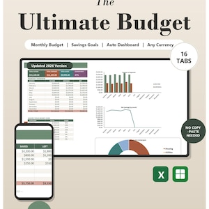 Budgetöversikt 2026, Excel Google Sheets Finansöversikt (digital nedladdning)