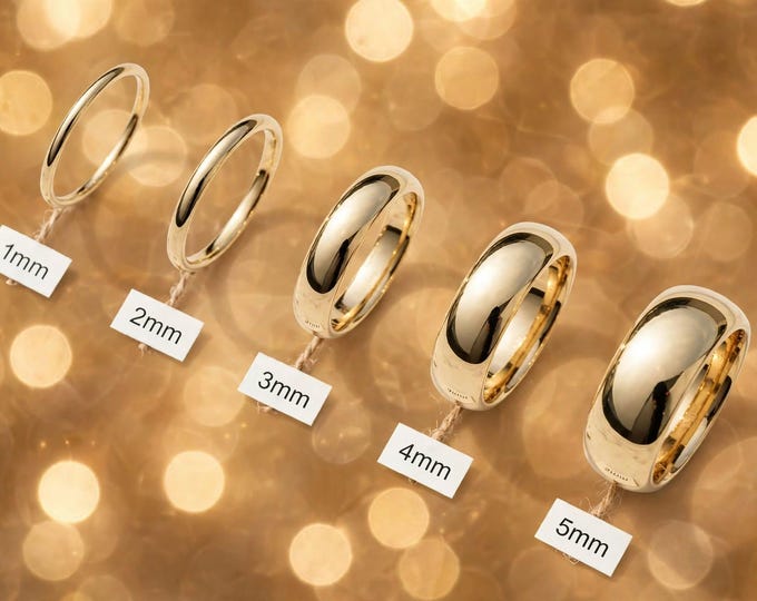 10K Solid Gold Domed Wedding Band, 1mm 2mm 3mm 4mm 5mm Gold Ring, Classic Dome Comfort Fit Band, Women’s Minimalist Wedding Ring