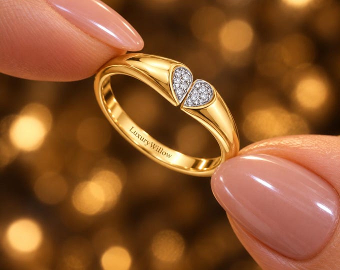 0.40 CT Lab Grown Diamond Teardrop Ring, Pear Shape Open Ring, Two Stone Diamond Ring, Minimalist Gold Ring, Anniversary Gift for Her