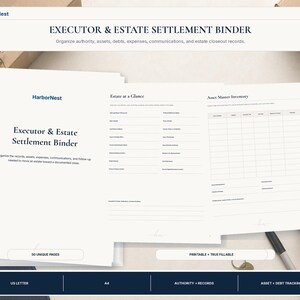 Executor Binder, Estate Settlement Organizer, Probate Checklist, Printable Fillable PDF