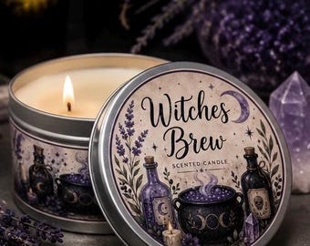 Vela de soja Witches Brew / Aroma a hierbas especiadas / Decoración gótica vertida a mano