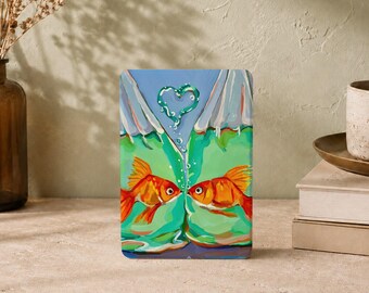 Romantic Goldfish Heart Bubble Kindle Case, Kindle Paperwhite, Kindle 12th 11th 10th Cover, Paperwhite 5 4 3 2 1, Kobo Clara, Ereader Cover
