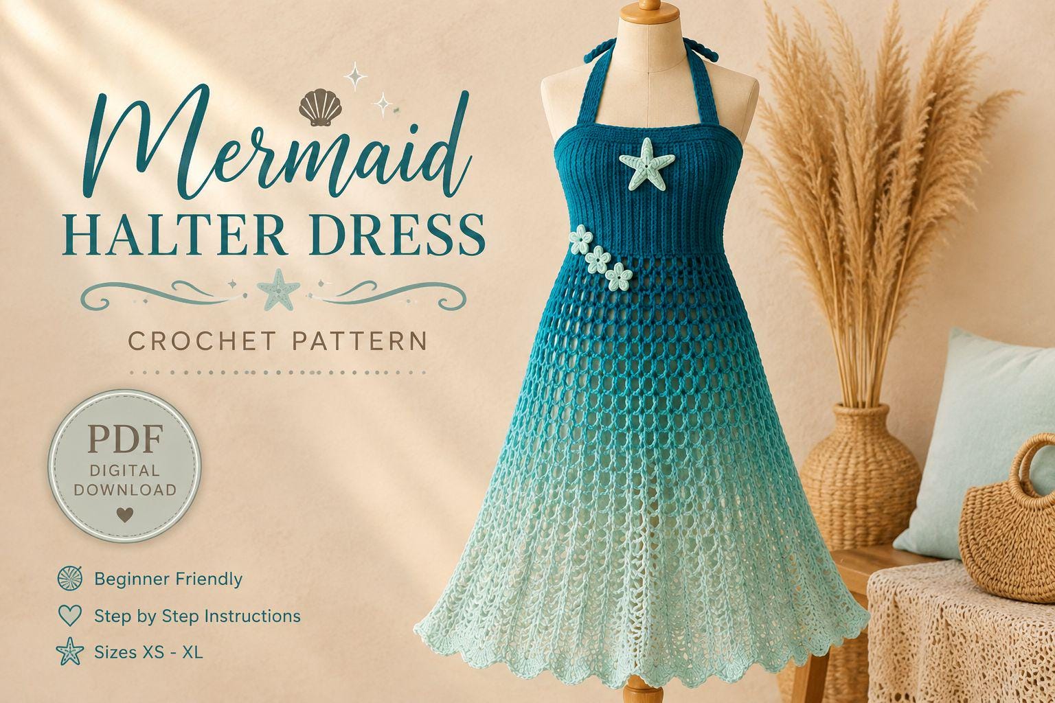 crochet halter dress pattern free Neck Color:Coastal Sorbet Diy crochet Dresses Sale Best Selling Mother of