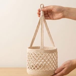 Crochet Fruit Hammock Pattern PDF, Hanging Macrame Net Basket, Boho Kitchen Storage, Produce Holder Digital Download