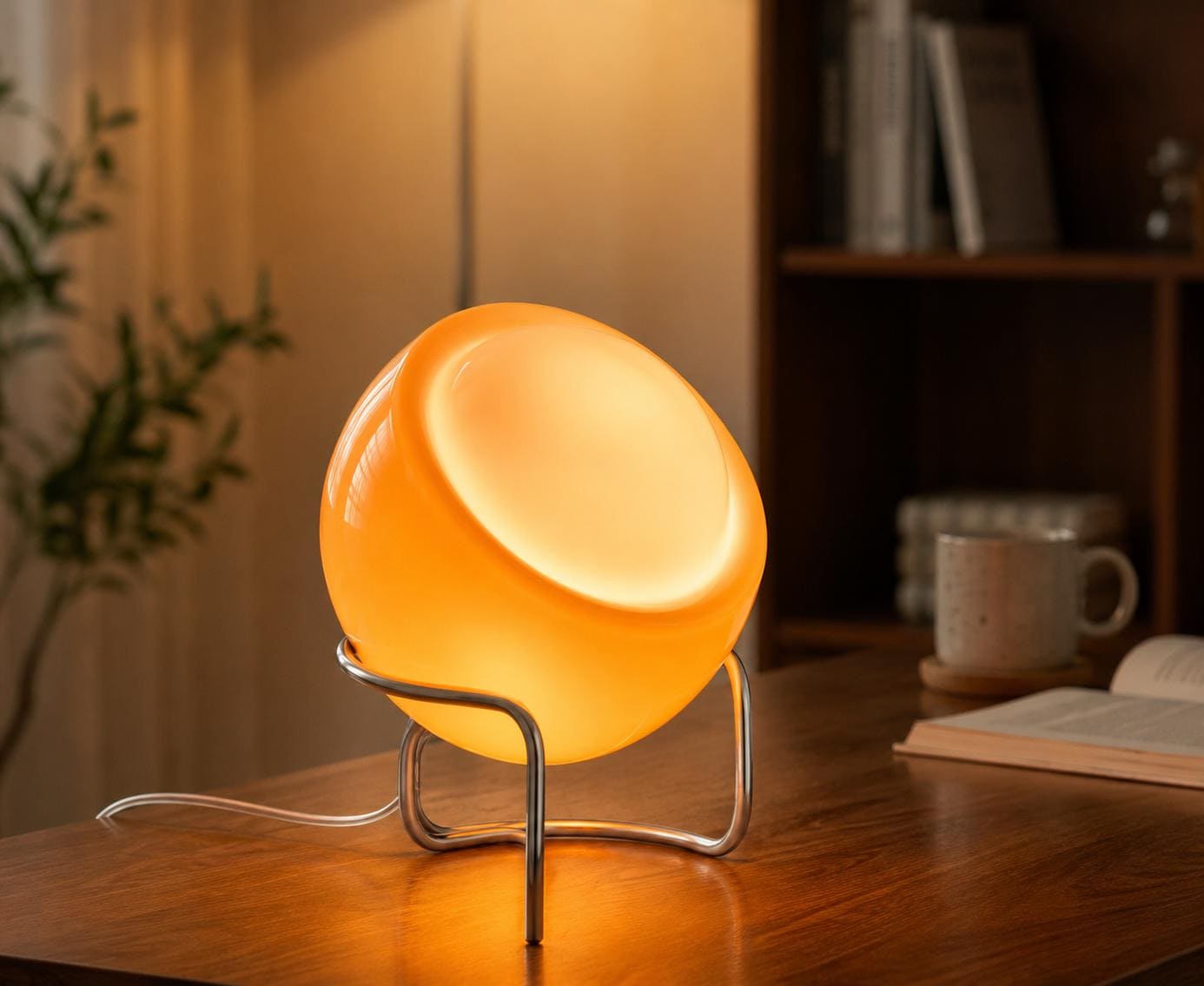 Orange Donut Lampe – Moderne Nachttischlampe Im Art-Deco-Stil, Dimmbare LED-Tischlampe Aus Glas, Als Wand- Oder Tischdekoration