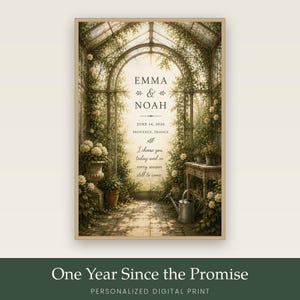 Personalized First Anniversary Gift Print, Botanical Greenhouse Art, Digital Download for Couples