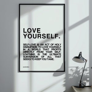 Love Yourself Art Print | Self-Love Feminist Mantra Poster| Inspirational Wall Decor| Helvetica Typography |  Body Positivity Quote