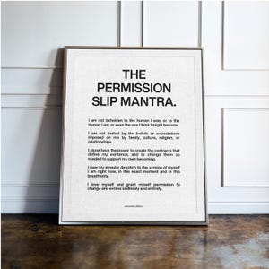 Permesso di cambiare stampa / Arte murale di auto-accettazione / Decorazione per ufficio di terapia / Mantra di crescita personale