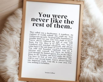 Wild Woman Wall Art | Free Spirit Poetry Print | Minimalist Empowerment Poster