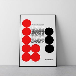 Impression d'art poétique stimulante | Poster mural minimaliste rouge et noir | Décoration typographique inspirante pour l'expression de soi
