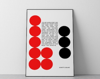 Lámina artística con poemas inspiradores / Póster minimalista rojo y negro para pared / Decoración tipográfica inspiradora para la autoexpresión