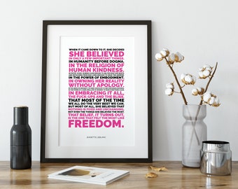 Feminist Wall Art | She Believed Empowering Quote Print | Motivational Kindness Poster for Bold, Wild Souls