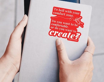 Bold Red 3x3 Artist Quote Sticker  | Motivational Art Decal Writers, Makers, Creatives