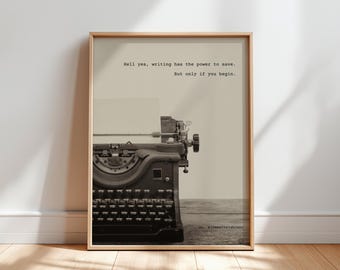 Stampa di macchina da scrivere - Arte murale con citazioni di scrittura Poetcore per scrittori e autori, opera d'arte letteraria minimalista