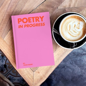 Personalized Poetry Journal for Poets | Custom Pink and Orange Hardcover Poem Writing Notebook | WIP Gift for Writers