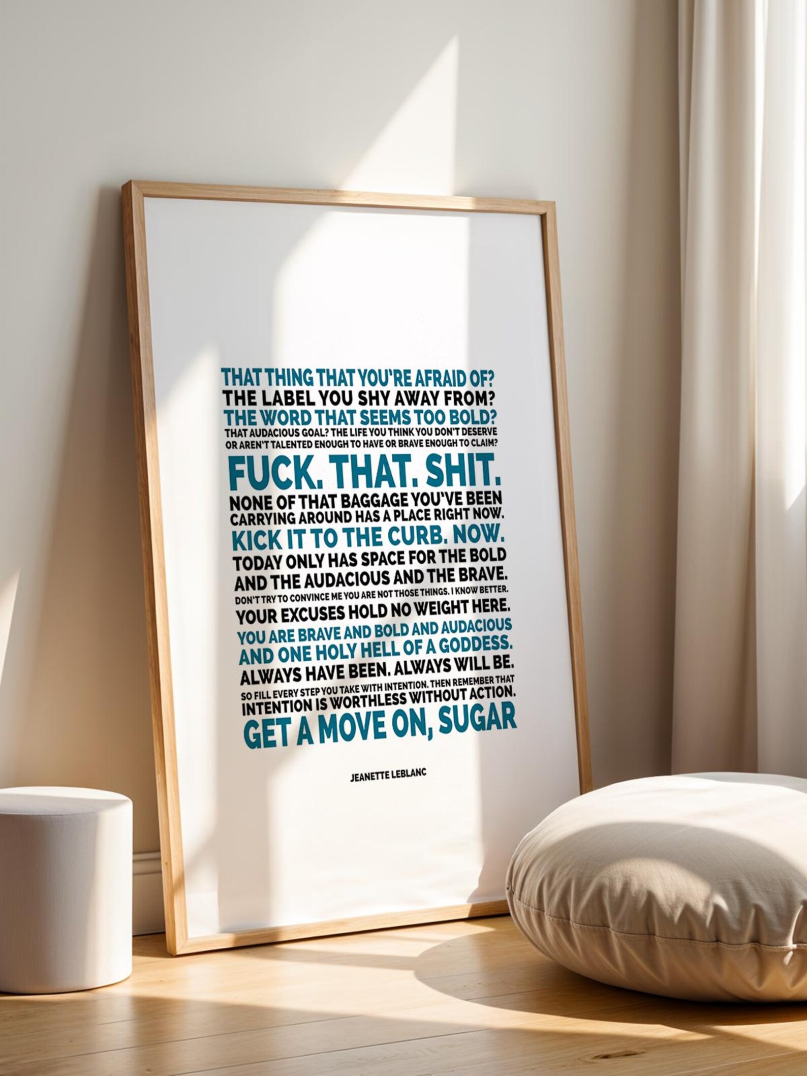 Motivational Wall Art Print | Bold Inspirational Quote for Courage and ...
