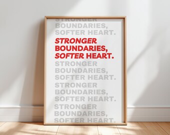 Boundaries Wall Art | Feminist Typography Print for Personal Growth, Self-Care Décor, Motivational Home Office Artwork
