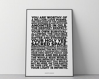 You Are Worthy  // Inspirational Art // Fine Art Print // Motivational Art // Typography // Jeanette LeBlanc