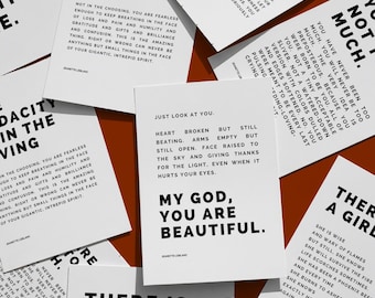 Set di biglietti motivazionali / Biglietti d'auguri piegati 5x7 o mini stampe incorniciabili, citazioni tipografiche audaci per le donne