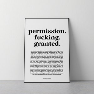 Permission F*cking Granted // Modern Art Print // Inspirational Art // Motivational Art // Typography // Jeanette LeBlanc