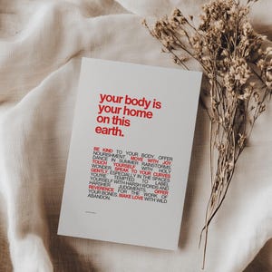 Body positivity card | self love greeting card with acceptance and mental health encouragement | minimalist design healing, recovery support