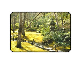 Japanese Garden Path Desk Mat | Zen Moss Pond Mousepad