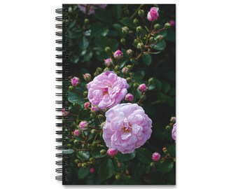 Pink Rose Blooms Spiral Journal | Floral Notebook, Botanical Cover
