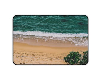 Ocean Beach Aerial Desk Mat | Coastal Waves Mouse Pad