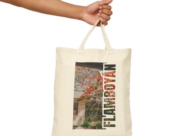 Flamboyán Flame Tree Photo Collage Tote Bag | Floral Street Scene