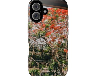 Flame Tree Phone Case | Dual-Layer Protective Garden Scene Accessory