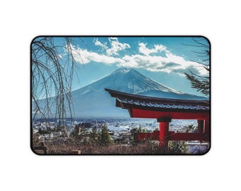 Mount Fuji Landscape Desk Mat | Torii Shrine Scene, Japanese Scenic Mousepad