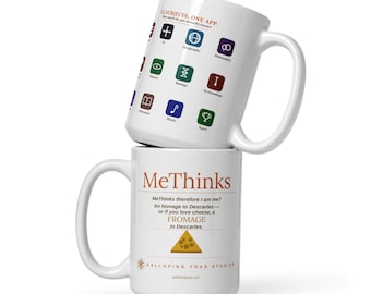 Philosophy Cheese Pun Mug – MeThinks Therefore I Am Fromage Descartes Homage