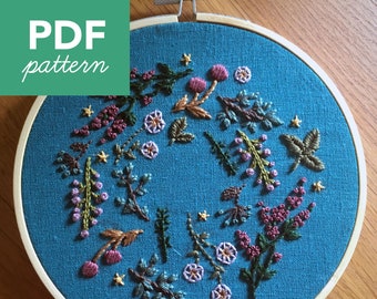 Plant Embroidery Floral Botanical Contemporary Hand Embroidery PDF Pattern. Modern Embroidery. Beginner Embroidery Pattern.