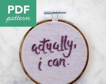 Feminist Hand Embroidery PDF Pattern. DIY Hoop Art. Beginner Embroidery. Word Art. Contemporary Embroidery.