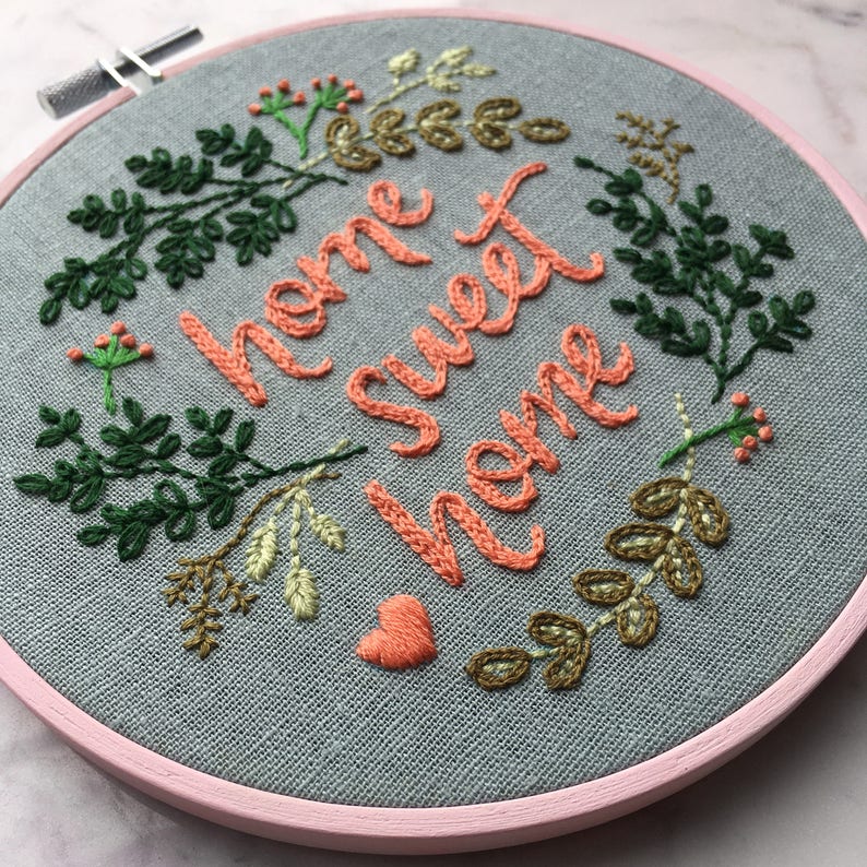 Home Sweet Home Hand Embroidery PDF Pattern. Stitching Guide. Etsy Canada